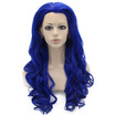 Iwona Synthetic Hair Lace Front Long Wavy Blue Wig