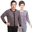 Antarctic warm underwear men&women middle-aged anti-cold heat storage jacquard cardigan mother loaded XL underwear set N105D11402 male coffee cardigan - XXXXL