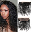 7A Virgin Malaysian Kinky Curly Frontal 13"X4" Malaysian Curly Frontal Lace Closure 8-22" 1PC Ear To Ear Full Lace Frontal