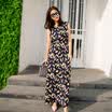 KuoyiHouse KuoyiHouse 7323 17 years new Korean version of the long section of the round neck sleeveless suit dress female tight waist cotton long skirt cents No 1 feather flower M