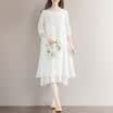 CITYPLUS art dandelion printing dress small fresh fake two double skirt fairy skirt long paragraph floral skirt CWQZ172353 white l