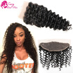 Cheap 8A Brazilian Deep Wave Lace Frontal Brazilian Deep Curly Virgin Hair Wet And Wavy Lace Frontal Closure Sassy Girl Hair