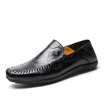 Yicky EGCHI Casual Shoes Men Driving Sleeve Lazy Peas Leather Shoes Male 2644 Black 40
