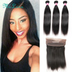 360 Lace Frontal With Bundle Straight Hair 3 Bundles With Frontal Closure Brazilian Straight Hair With 360 Lace Frontal Closure