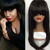Brazilian Silky Straight Lace Front Human Hair Wigs With Bangs Glueless Hair Lace Front Wigs For Black Women