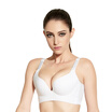 Qu Mu no steel ring together indecent bra comfortable comfortable vertical cotton underwear to adjust the back of the breast bra QM7625 white 80B