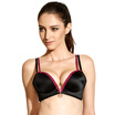 Qu Mu former zipper gather without steel bra bra breasts comfortable adjustment simple underwear QM7615 black 85A
