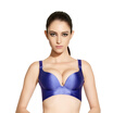 Qu Mu no steel wire drawing gathers twist adjustable solid color simple wind underwear Seamless comfortable bra QM7620 blue 75B