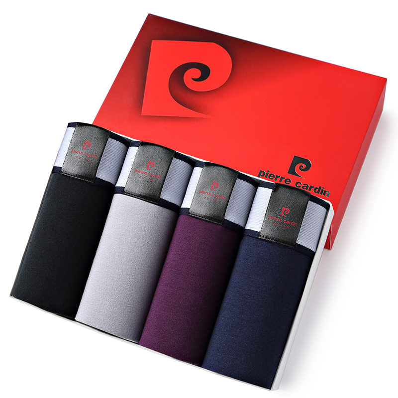 Pierre cardin mens underwear 4 gift box cotton underwear flat angle waist pants men breathable u convex XL code
