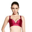 Qu Mu no steel wire drawing gathers twist adjustable solid color simple wind underwear Seamless comfortable bra QM7620 red wine 85A