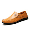 Yee Chi EGCHI Casual Shoes Men Driving Sleeve Lazy Peas Leather Shoes Male 2644 Yellow 42