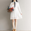 CITYPLUS Mori Literature Fan Xiaoqing new bow lace long long sleeves dress female CWQZ16Q453 white L