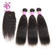 YS HAIR Peruvian Kinky Straight Lace Closure with Bundlesunprocessed Kinky Straight Virgin Human Hair 3 Bundles with Lace Closure