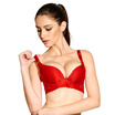 Qu Mu no trace to gather no ring bra comfortable adjustment of pure color full of stars elegant underwear QM7621 red 85A