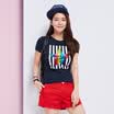 Semir T-shirt short-sleeved T-shirt female stripe star prints wild 10215000081 rose red S