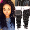 High Quality Brazillian Deep Wave Closure Wet And Wavy Closure Deep Curl Brazilian Water Wave Closure 44 Lace Closure Deep Wave