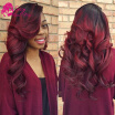 Ombre Brazilian Body Wave Virgin Hair Two Tone Human Hair Weave 3Pcs Black Red Ombre Burgundy Brazilian Hair Body Wave Bundles