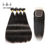 HHHair Brazilian Straight Hair 4 Bundles With Closure Brazilian Virgin Hair With Closure Brazilian Virgin Hair 4 Bundles with 4x4