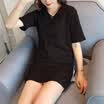 VIVAHEART Korean Slim Long V-Shirt Short Sleeve T-Shirt Lingerie Pure Color Shirt Shirt Tide VWTD173135 Black M