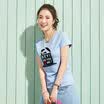 Semir T-shirt summer Korean version of the cotton round neck T fun printing primer shirt 12216000043 light blue L