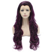 Iwona Synthetic Hair Lace Front Long Wavy Purple Highlight Brown Wig