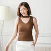VIVAHEART Korean solid color sweater ice silk vest V neck collar shirt ladies coat thin VWTD172445 brown M