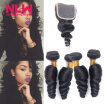 Best Quality 8a Grade loose wave Malaysian lace frontal closure with 3 bundles human hair weave 100 human hair Weft 4pcsLot