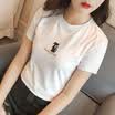 Long Yue Women&39s simple short-sleeved T-shirt kitten printed fashion wild Slim LWTD173113 white L