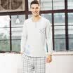Han Choi HACAI men&39s pajamas long-sleeved modal round neck thin box cartoon printing male home service suit light gray ash 185110 3XL