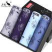 Kangaroo DaiShu 4 Men&39s texture root printing flat underwear male black light gray gray purple blue blue in the blue XXXL code