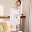 Red beans home Hodohome pajamas women spring&autumn cotton striped cartoon long sleeves sleep dress 012 blue 165 88A