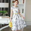 Siba homes 2017 summer dress women&39s temperament was thin Slim large size sleeveless round necklace long skirt S62A0273A342S white flowers S