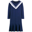 Semir Women&39s round neck lace sweet college wind seven-point skirt 19017140204 dark blue L