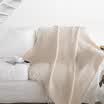 QUATREFOIL cotton woven sofa pad blanket beige tassel