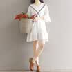 City plus CITYPLUS literary temperament lotus leaf sleeves collar waist five sleeves princess dress CWQZ173159 white L