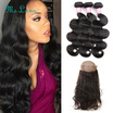 8A Peruvian Virgin Hair Body Wave 3 Bundles With 360 Full Lace Band Frontal Closure Cheap 360 Lace Frontal closure Virgin Hair