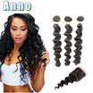 Brazilian Hair Weave Bundles Human Hair With Closure Queen Love Hair 3 pc Brazilian Loose Wave With Closure Loose Wave Virgin Hair