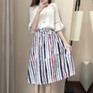 VIVAHEART casual loose linen dress two-piece long skirt dress skirt VWQZ173231 striped flower L
