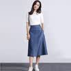VIVAHEART Tencel Cowboy Half Skirt Female Slim Loose Large Code Casual A word wide leg skirt VWQZ172241 blue M