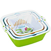 Camellia double wash basket basket water basket drain basket fruit&vegetable sinks Amoy vegetable sieve medium&small 3-piece set