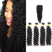 HHHair Peruvian Virgin Hair With Closure Peruvian Deep Wave 4 Bundles With 1pc 4x4 inch Lace Closure Human Hair Weave Peruvian Dee