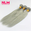 NLW 10A Brazilian virgin human hair 3 bundles Silk straight hair extensions Gray Hair color