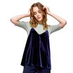 UR Women&39s elegant Slim was thin round collar wild warm knit T-shirt WE40R9BN2000 blue S