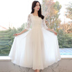 Siberian ropes 2017 summer round collar lace five-point dress temperament chiffon white dress S71R0684A7M white M