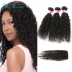 Kinky Curly Virgin Hair With Closure Malaysian Virgin Hair With Closure 8A Human Hair Malaysian Kinky Curly Bundles With Lace Clos