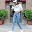VIVAHEART Korean casual high waist elastic waist jeans women stretch Slim pants VWKN171137 light blue 28