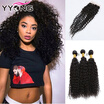 Peruvian Virgin Hair With Closure 8A Grade Virgin Unprocessed Human Hair With Closure Afro Kinky Curly Virgin Hair With Closure