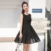Antarctic nanjiren Dress Chiffon Slim Simple Medium Long Dress Black Black M