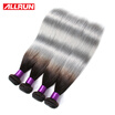 Brazilian Virgin Hair Straight Grey Hair Weave Allrun Ombre Brazilian Hair Bundles 4 Bundles Brazilian Straight Hair Extension