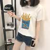 VIVAHEART Korean casual loose cotton fries T-shirt female fries pattern printing white short-sleeved VWTD174136 white L
